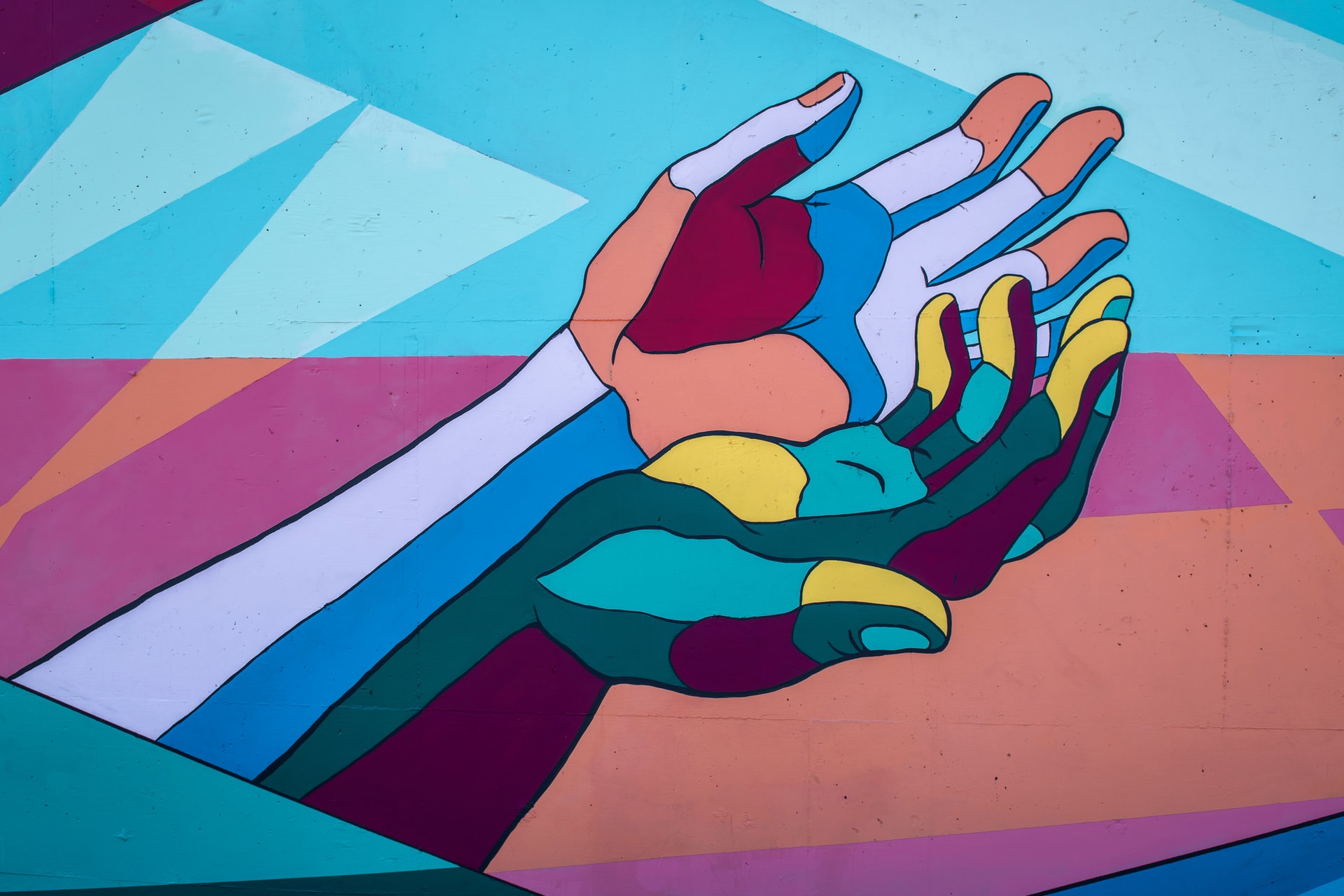 mural hands colorful