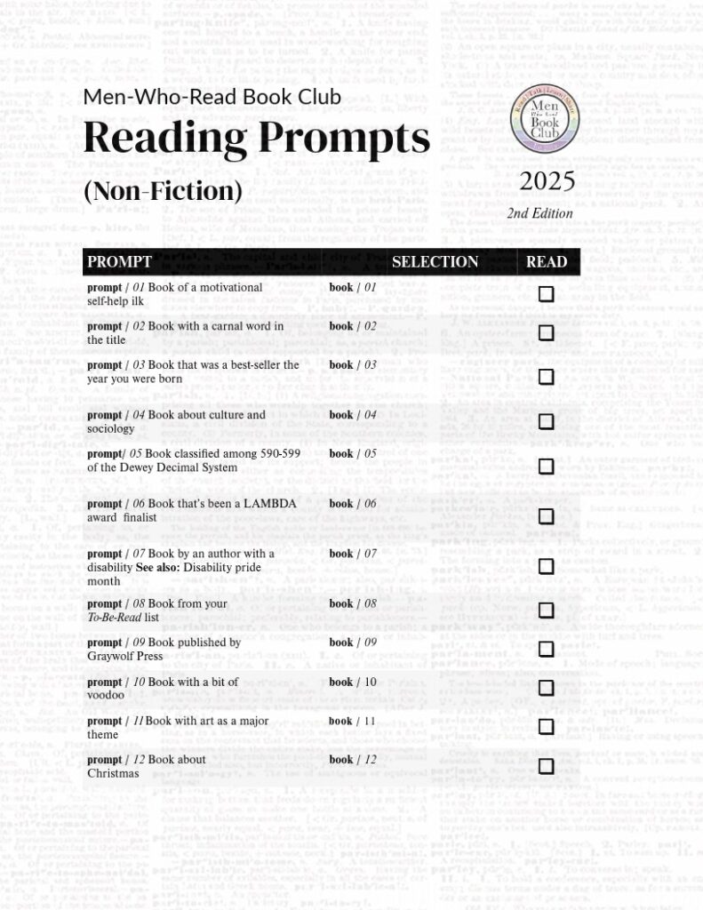 Full list of 2025 reading prompts from Paul Cram