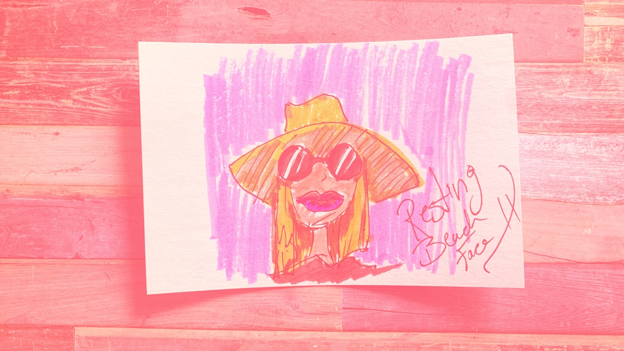sketch resting beach face