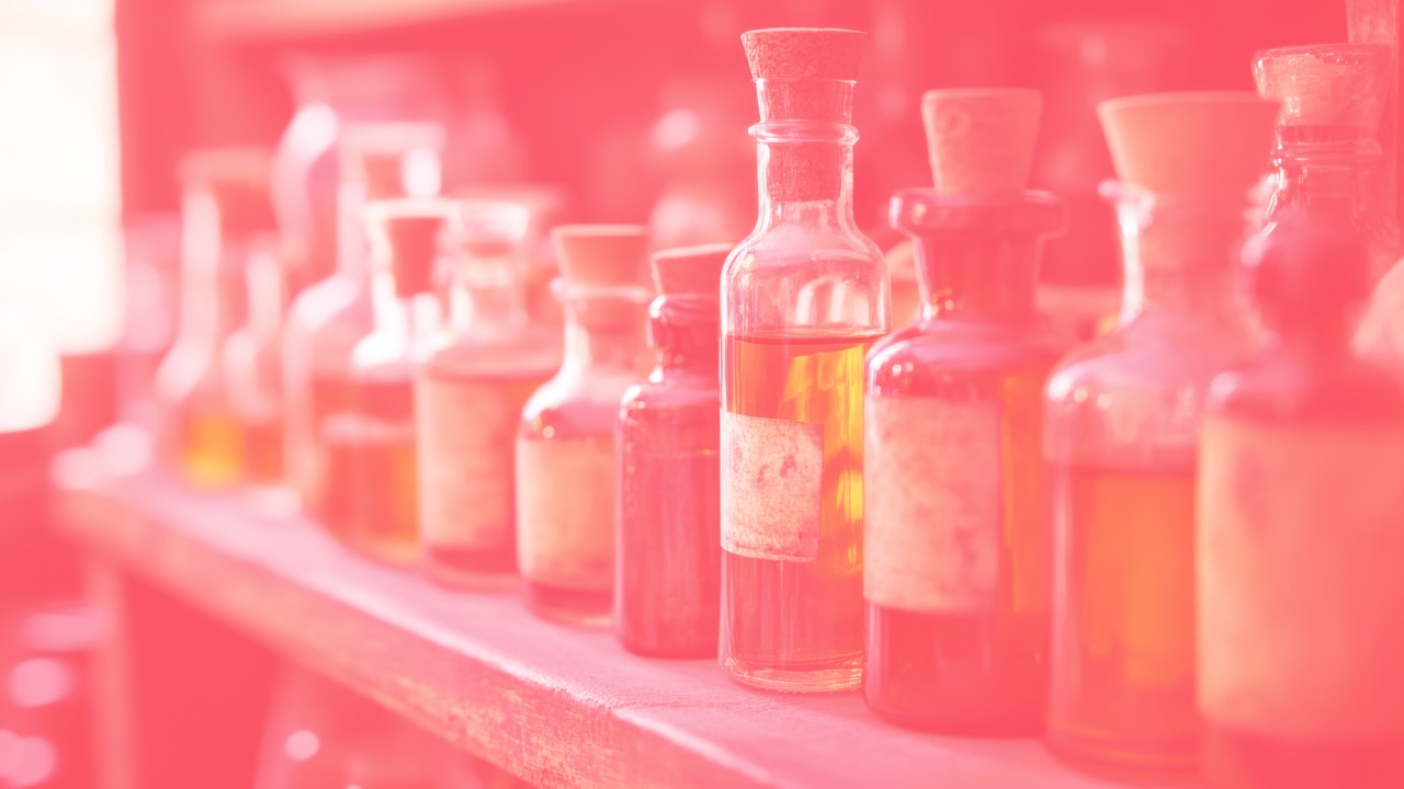 OIl jars slightly creepy, lined up in a row