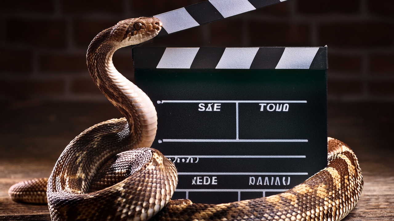 Rattlesnake wrapped around movie clapper