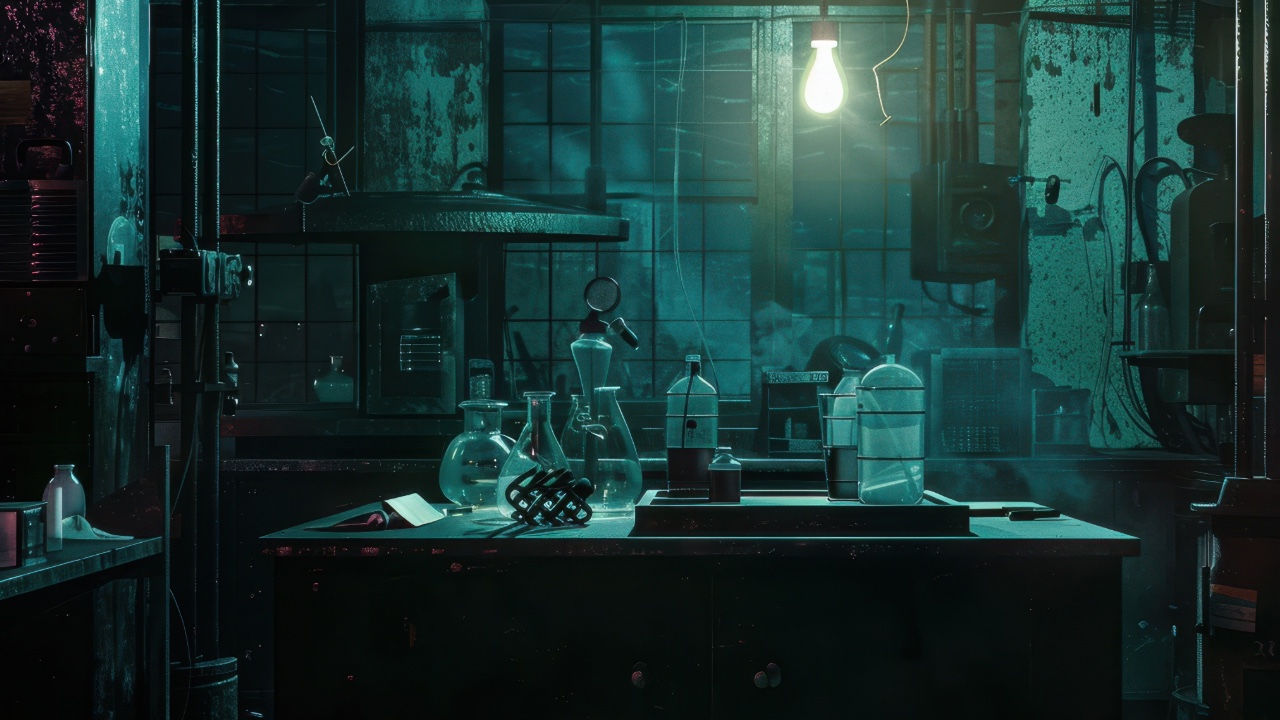 spooky horror movie science lab